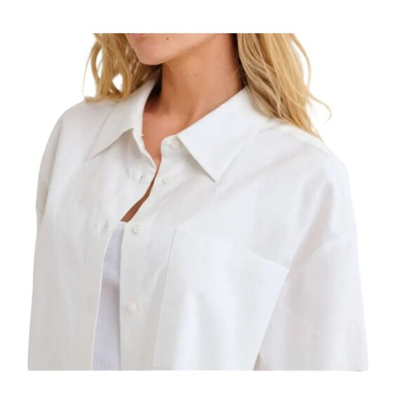 Rumored Womens S Ex-Boyfriend Button-Up Shirt White New Preppy Light Academia - Picture 3 of 9